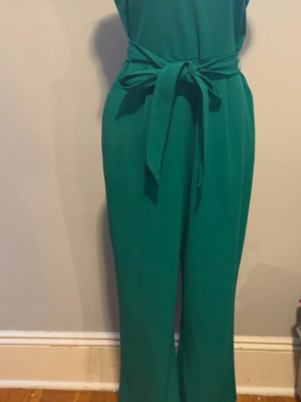 Calvin Klein Teal Wide-Leg Jumpsuit with Self Tie Belt